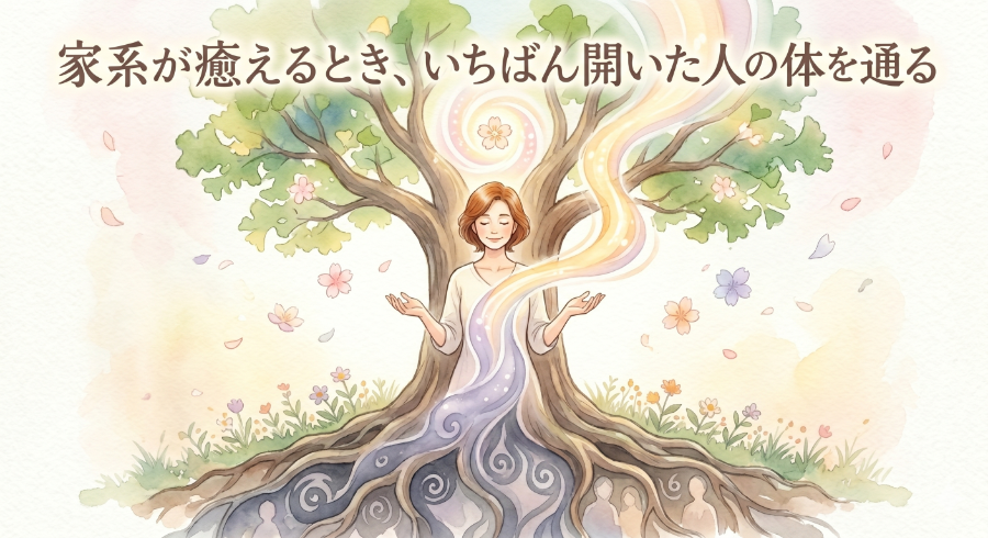 家系が癒えるとき、いちばん開いた人の体を通る
